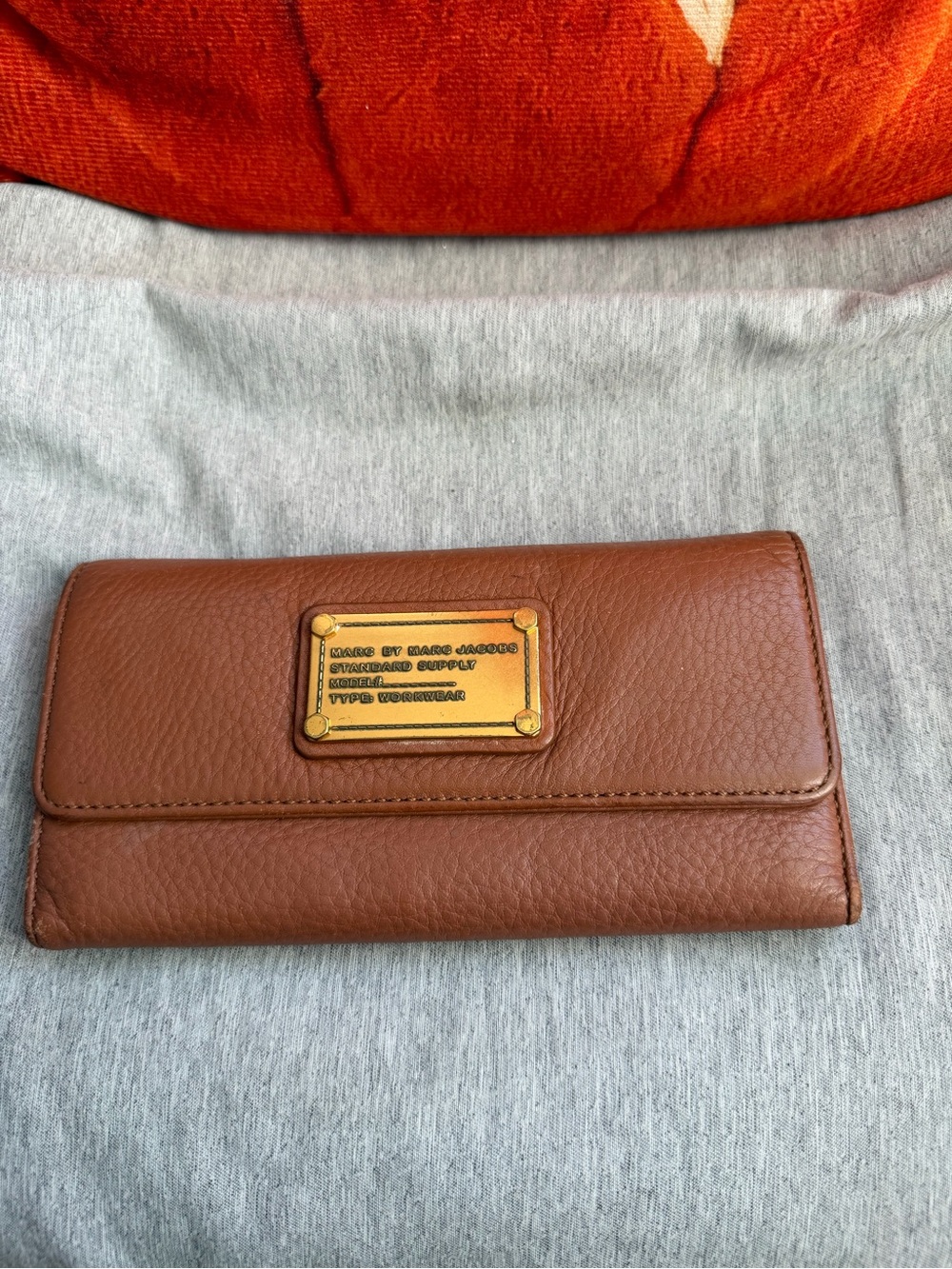 Marc by Marc Jacobs Brown Leather Continental Wallet with Gold Plaque